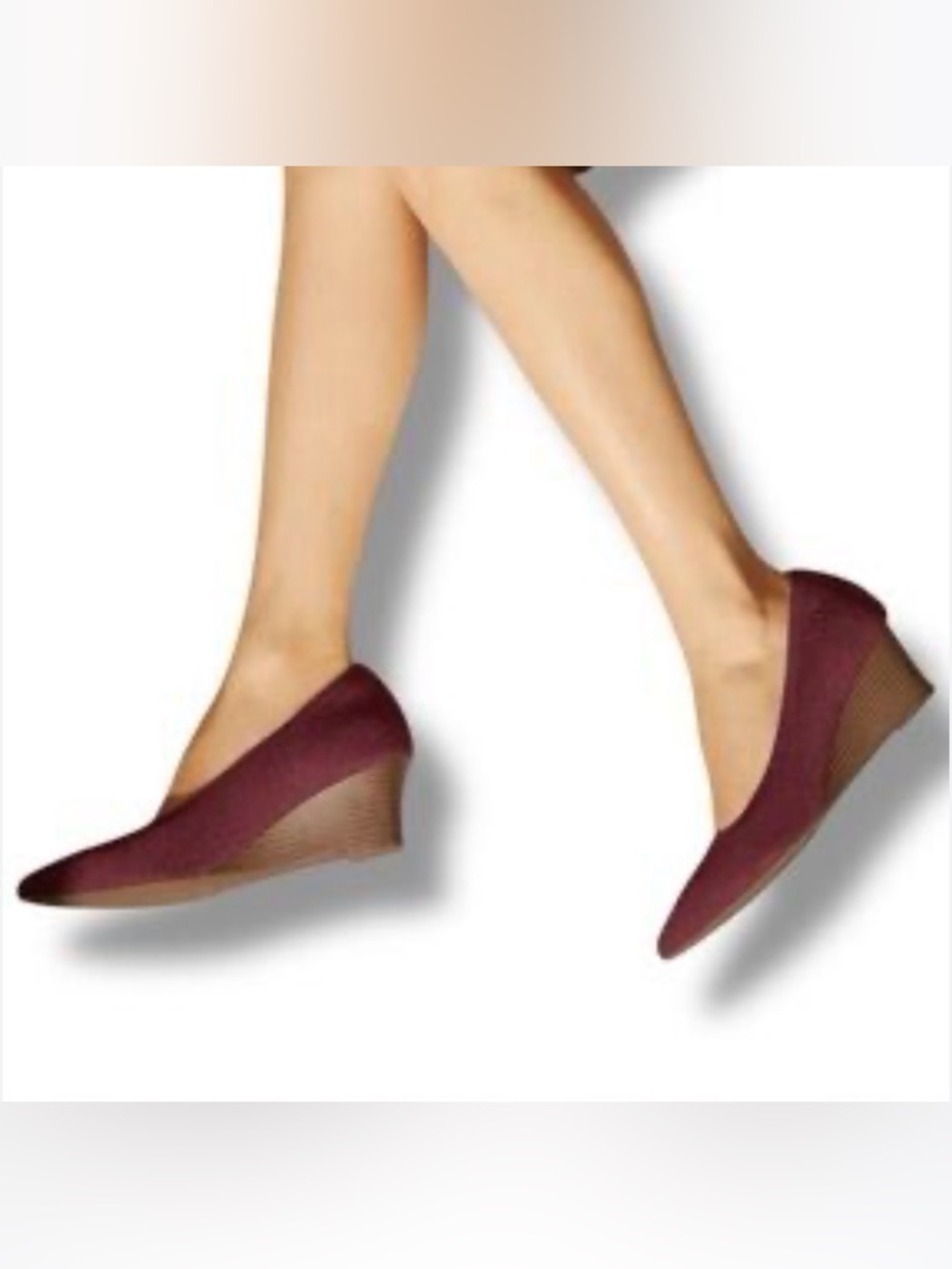 Vivaia Aria Pointed Toe Wedge Burgundy Shoes Sz 38.5 7.5 - 8